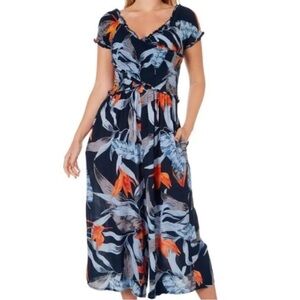 Patrons of Peace gauze jumpsuit XS navy, gray, orange Anthropologie